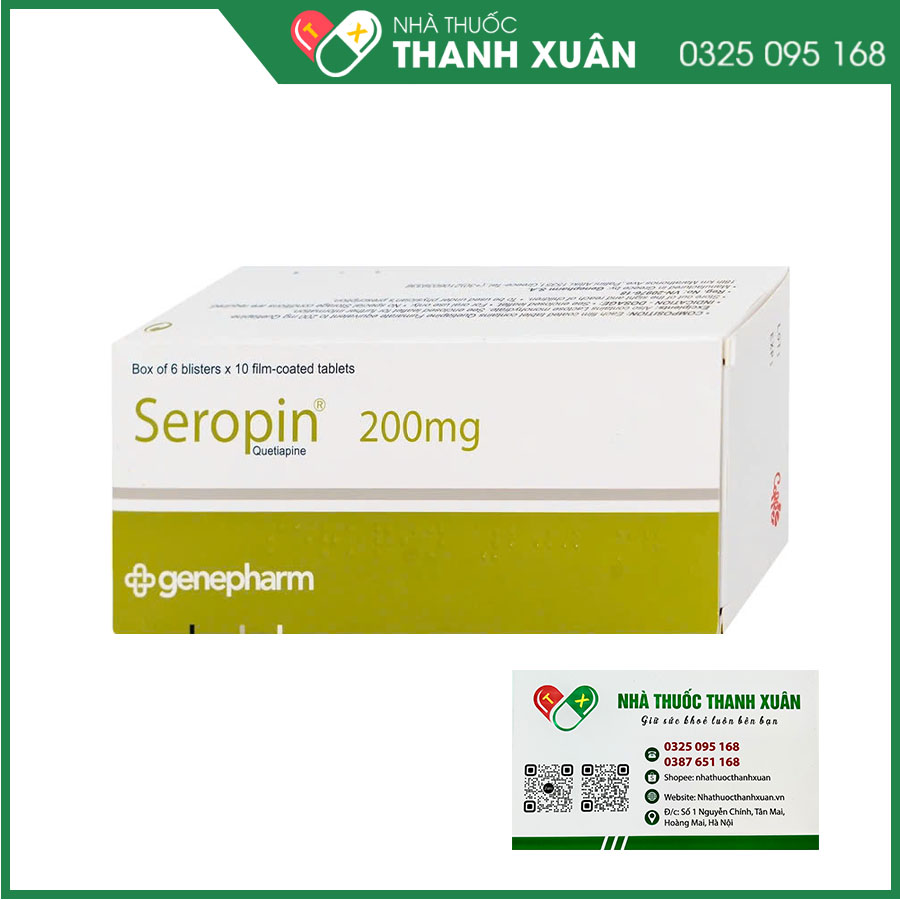 Seropin 200mg điều trị tâm thần phân liệt, hưng cảm lưỡng cực, trầm cảm lưỡng cực